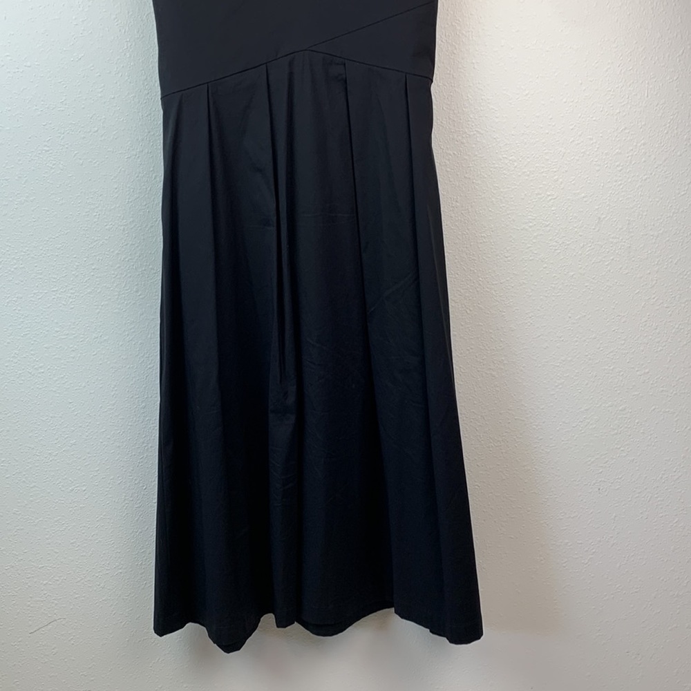 Lafayette 148: polished cotton fit & flare, side zip sash waist cap sleeve EUC - Picture 7 of 10